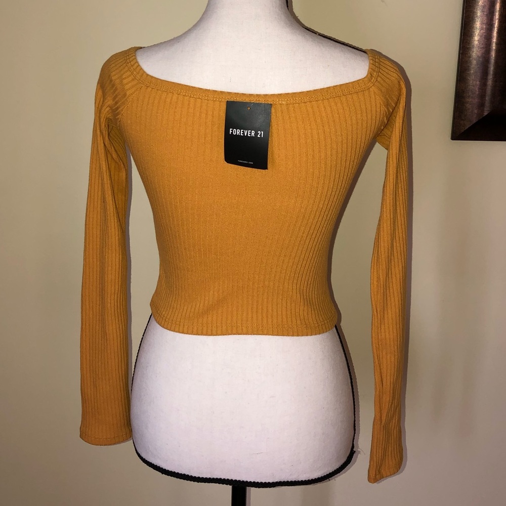 *SOLD* FOREVER 21 Crop Long Sleeve Yellow/Mustard Shirt Top🧡 - Picture 3 of 7